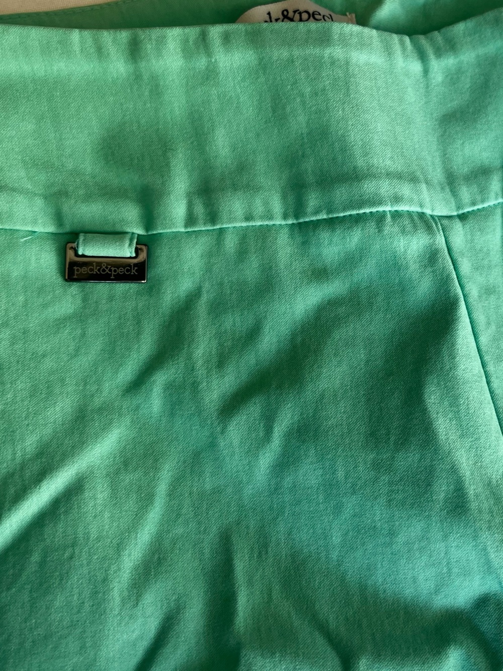 PECK & PECK PETITE STRETCH PANTS SZ 4 MINT GREEN STRAIGHT LEG W/SLIT AT HEMLINE - Picture 2 of 7